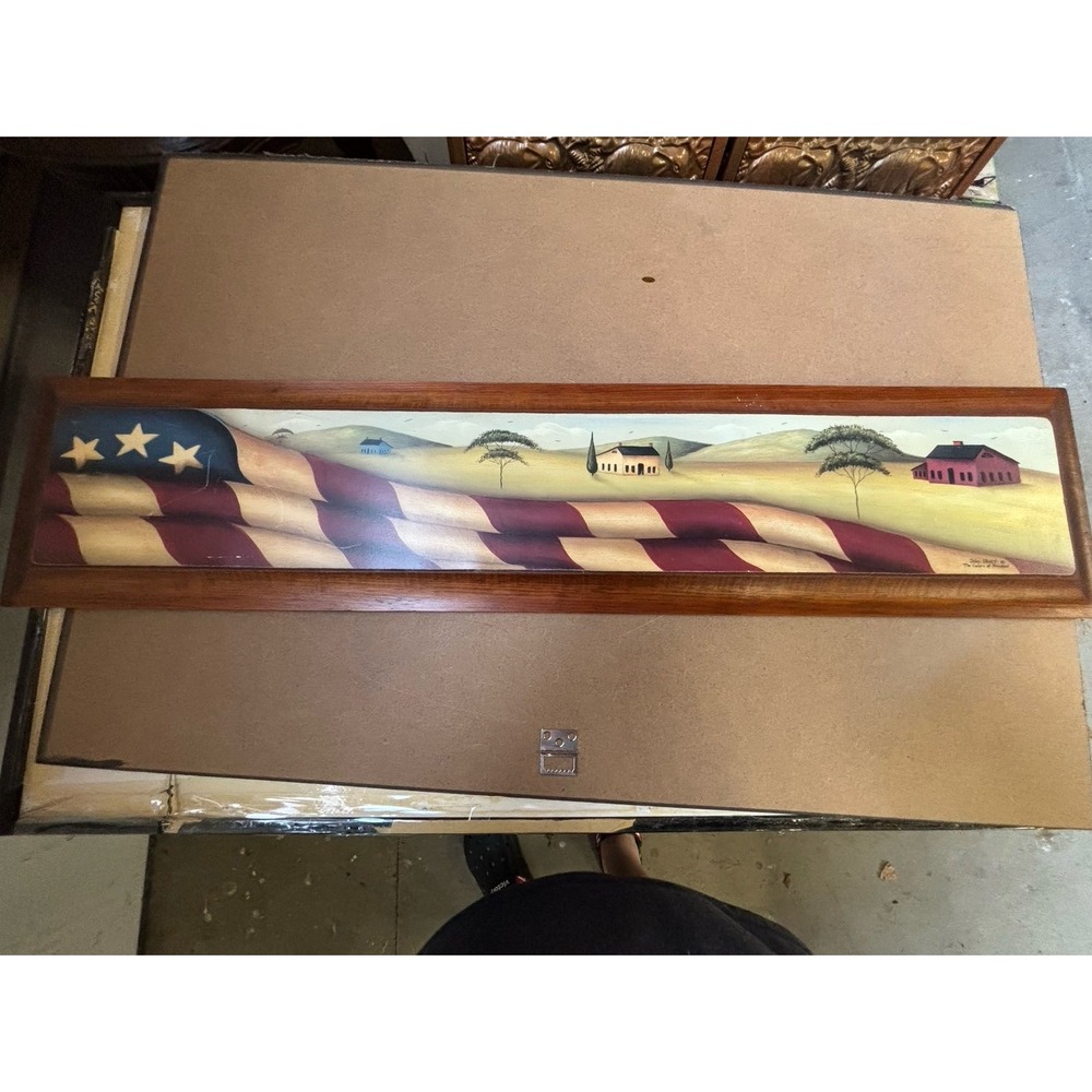 The Vintage American Flag framed painting by John Slimey is a large sized 24"